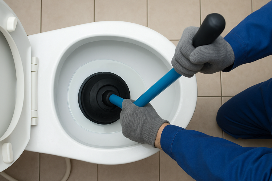Certified Plumber Repairing Toilet in Katy TX
