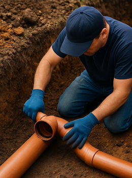 Skilled Plumber Repairing a Sewer Line in Katy TX